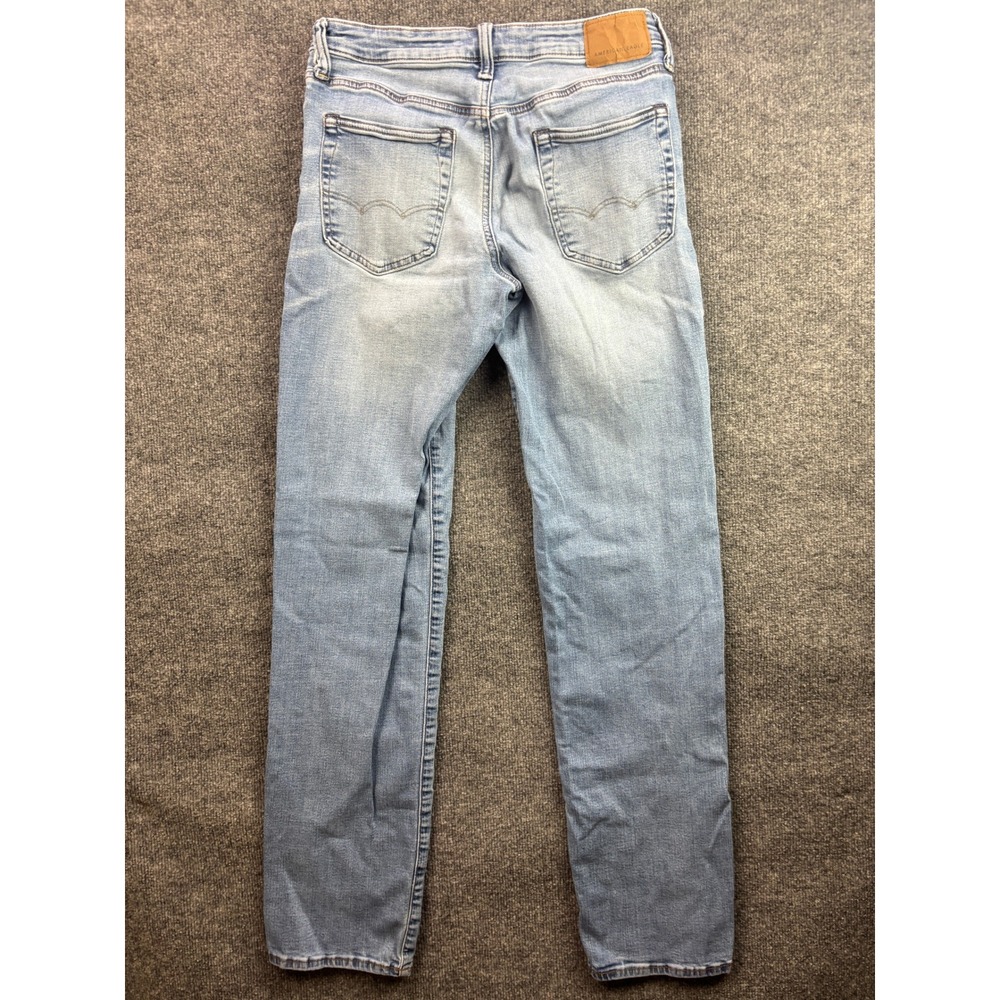 American Eagle Original Straight Mens 30x31 Light Blue Airflex+ Stretch Jeans - Picture 7 of 9